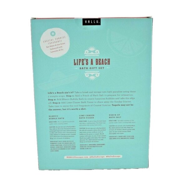 Lifes a Beach 3 Piece Bubble Bath Gift Set New Hallu Escape by Peyton - Picture 2 of 5